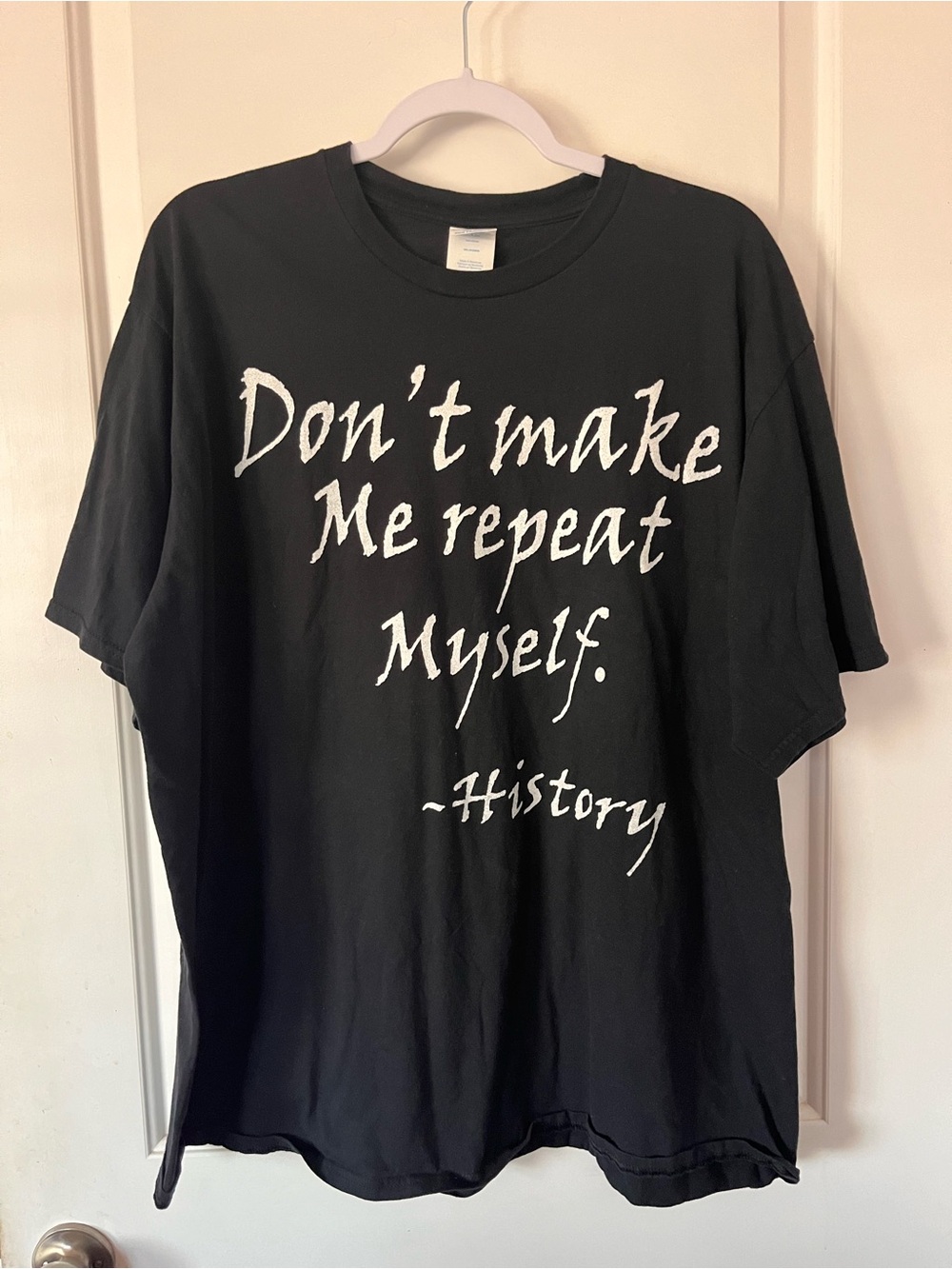 Port and Company Black Short-Sleeve Tee with White Text Graphic